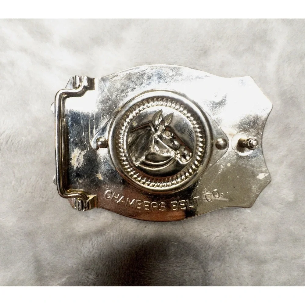 Silver Western Belt Buckle With Montana State Anniversary Dollar Coin